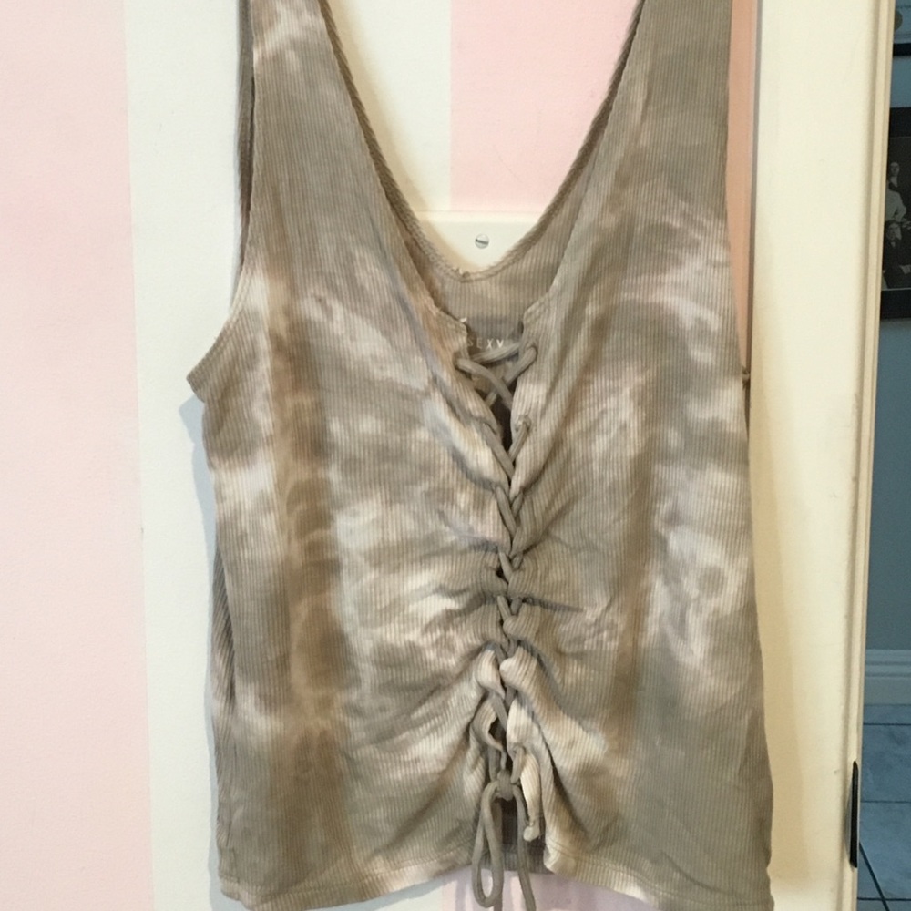 American Eagle Ribbed Green Tie Dye Tank Top